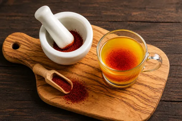 آسیاب کردن زعفران با هاون